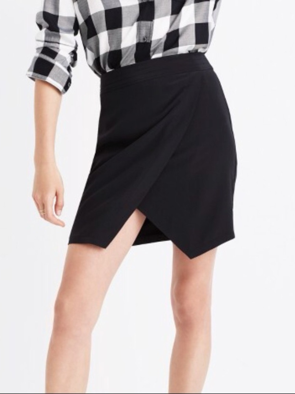 Madewell Black Asymmetrical Wrap Mini Skirt